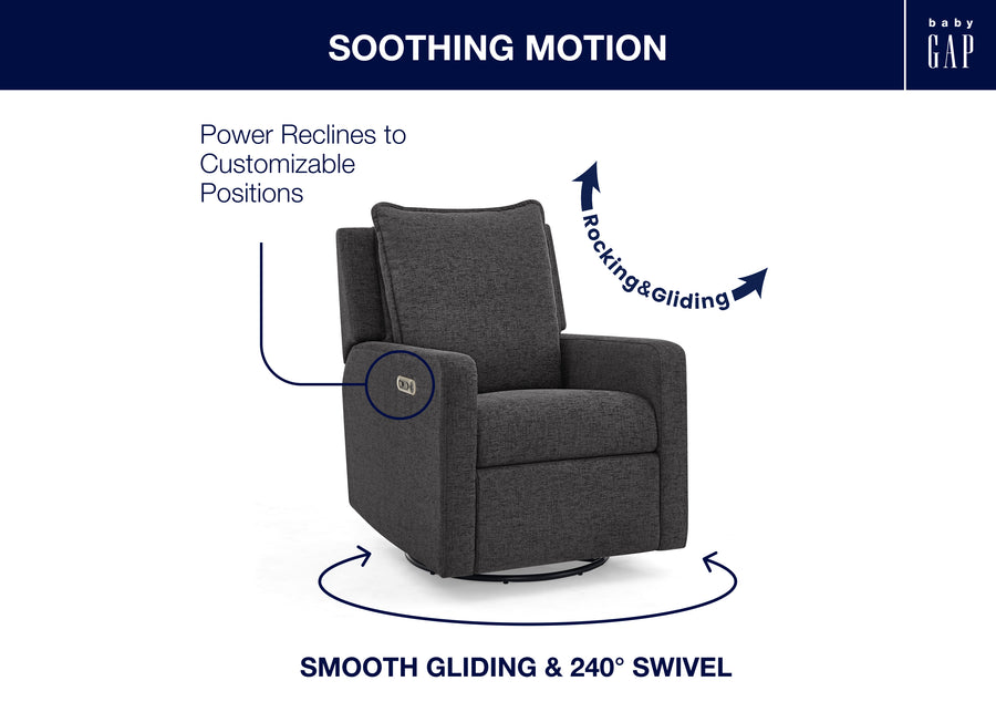 Charcoal (1548) 52-babyGap Harlowe Power Recliner and Swivel Glider with USB-A and Type-C Ports in Stain-Resistant Performance Fabric