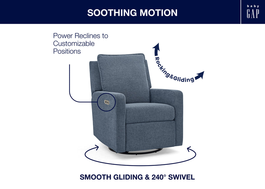 Slate (1549) 7-babyGap Harlowe Power Recliner and Swivel Glider with USB-A and Type-C Ports in Stain-Resistant Performance Fabric