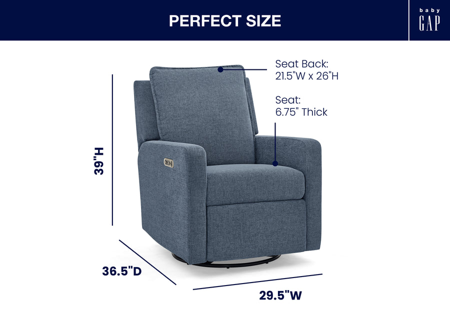 Slate (1549) 8-babyGap Harlowe Power Recliner and Swivel Glider with USB-A and Type-C Ports in Stain-Resistant Performance Fabric
