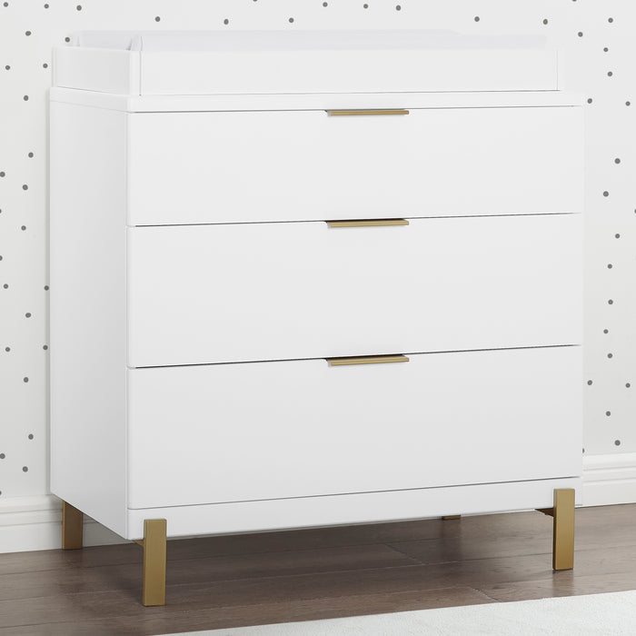 X W114030 186 Hendrix 3drawer Dresser White with Melted Bronze Lifestyle 101 3-Hendrix 3 Drawer Dresser