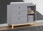 Grey with Natural (1359) 2-Poppy 3 Drawer Dresser with Cubbies