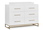 Bianca White with Melted Bronze (186) 8-Jade 6 Drawer Dresser with Interlocking Drawers