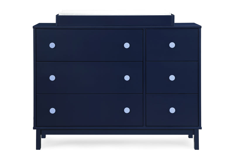 Navy blue dresser with white circular handles on a white background 22-babyGap Legacy 6 Drawer Dresser with Interlocking Drawers
