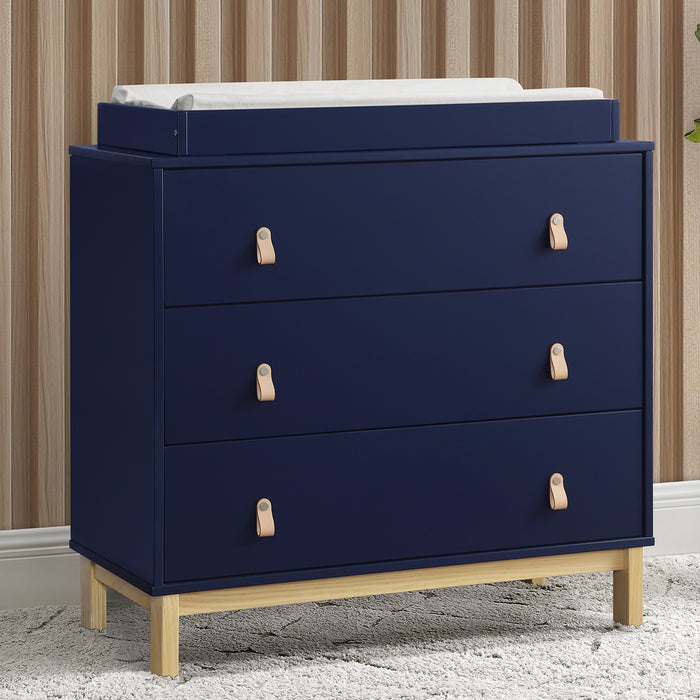 Navy with Natural (1481) 3-babyGap Legacy 3 Drawer Dresser with Leather Pulls