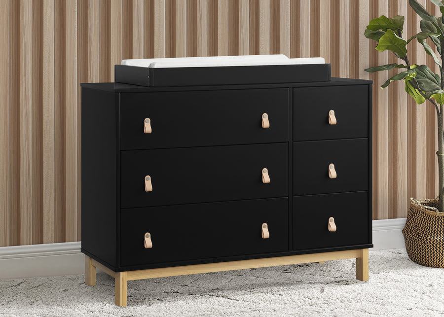 Ebony with Natural (1482) 10-babyGap Legacy 6 Drawer Dresser with Leather Pulls and Interlocking Drawers