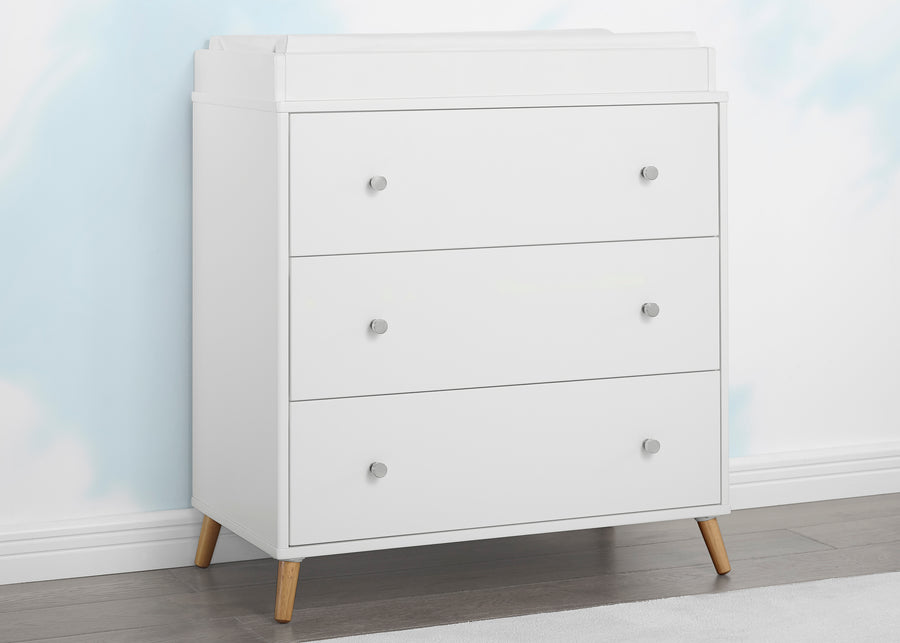 Bianca White with Natural (123) 17-Jordan 3 Drawer Dresser with Interlocking Drawers