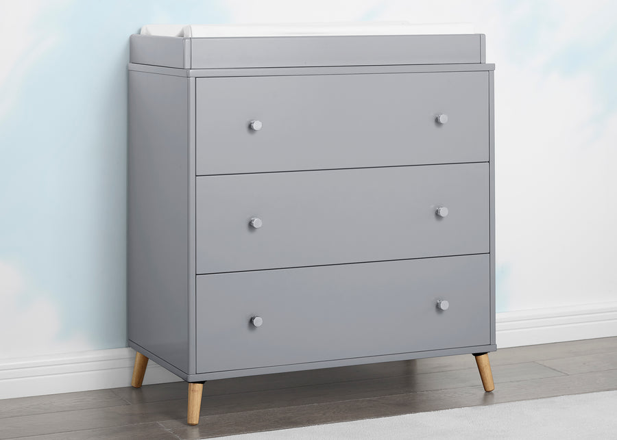 Grey with Natural (1359) 2-Jordan 3 Drawer Dresser with Interlocking Drawers