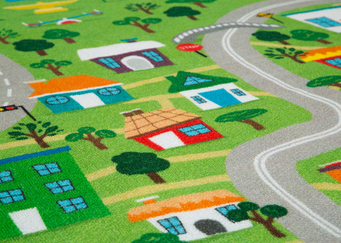 Extra Large Road Map Activity Rug for Girls and Boys - 78-inch L x 54-inch W