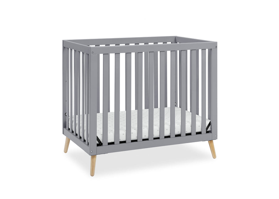 Grey with Natural (1359) 11-Essex Convertible Mini Baby Crib with 2.75-Inch Mattress, Greenguard Gold Certified