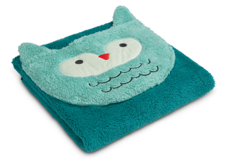 Green Owl (1250) 20-Personalized Sherpa Throw Blanket with Storage Pocket for Kids