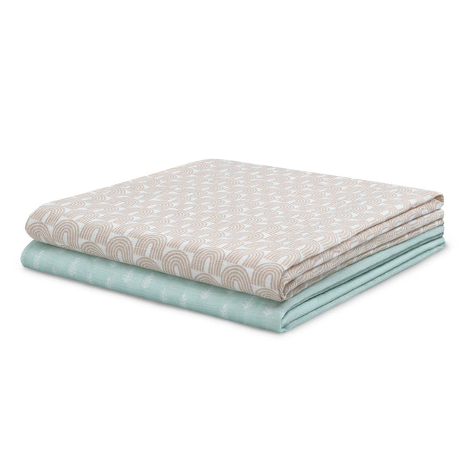 DCB: Neutral Boho (3406) 18-100% Cotton Muslin Baby Receiving Blankets - 2 Pack