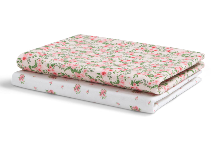 Pink Floral (3034) 4-100% Cotton Flannel Baby Receiving Blankets - 2 Pack