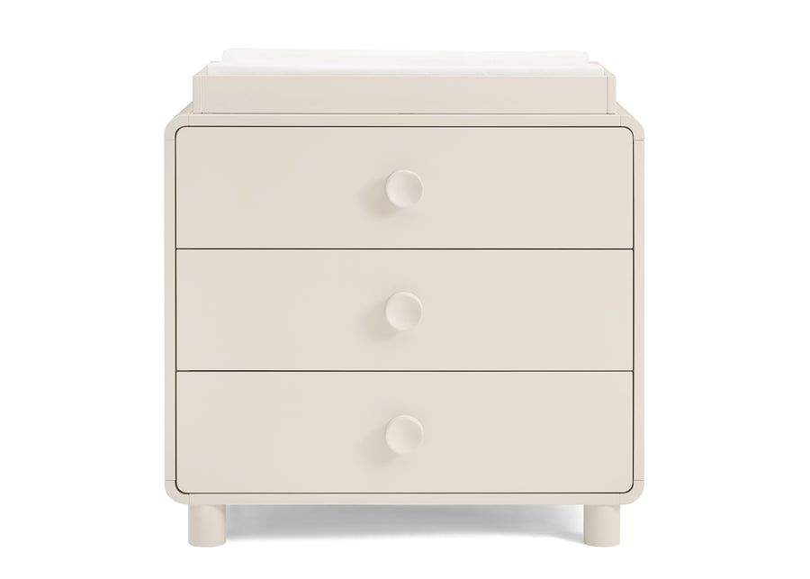 Soft Beige (1560) 9-Ari 3 Drawer Dresser with Changing Top