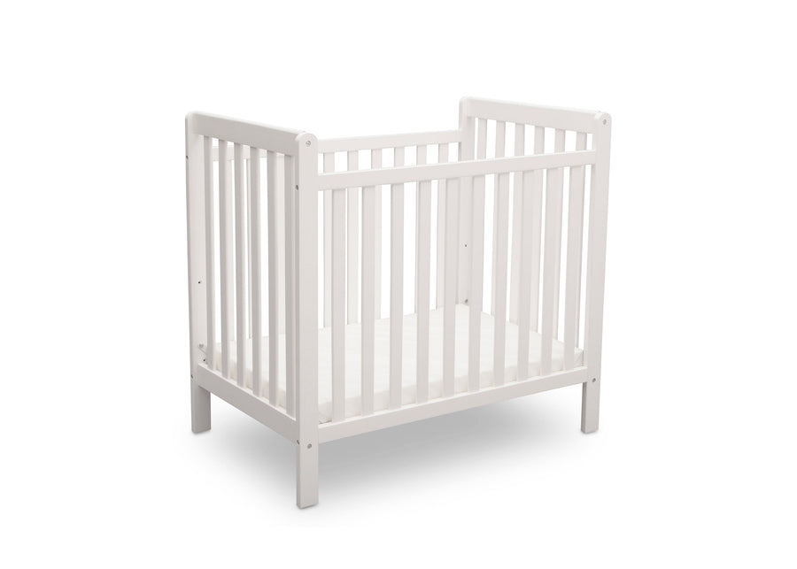 Bianca White (130) 26-Classic Mini Crib with 2.75-inch Mattress - Convertible to Twin Bed