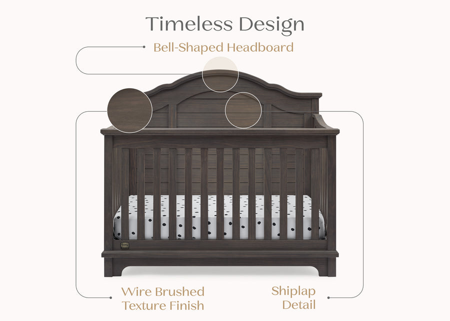 Rustic Grey (084) 6-Asher 6-in-1 Convertible Crib