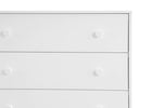 Close-up of a white dresser with three drawers on a white background 28-babyGap Legacy 3 Drawer Dresser with Interlocking Drawers