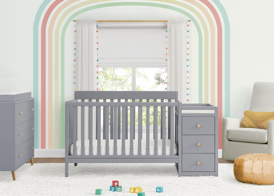 Grey with Natural (1359) 11-Flynn 5-in-1 Convertible Crib and Changer