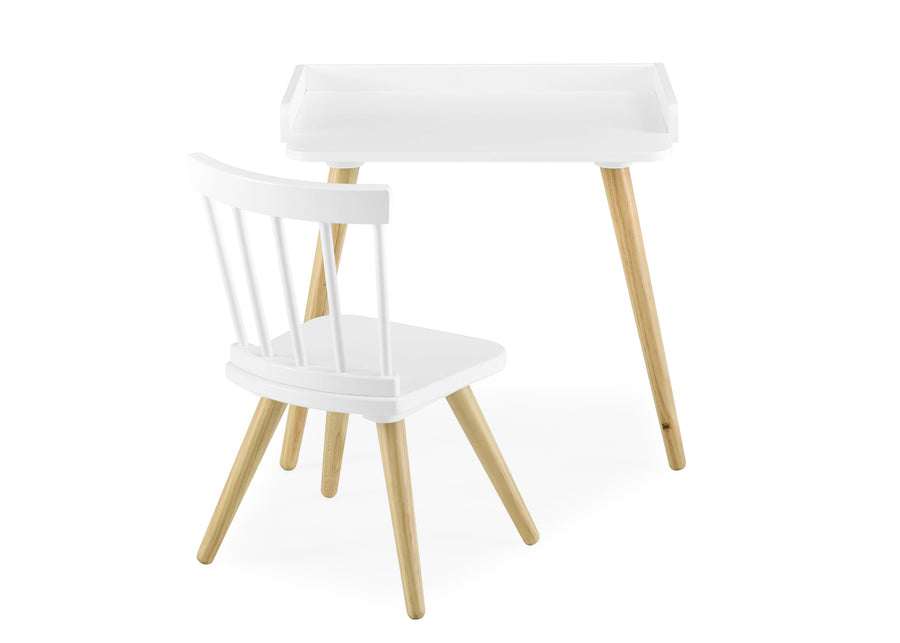 DCB: Bianca White with Natural (123) 2-Essex Desk & Chair Set