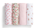 Pink Floral (3034) 14-100% Cotton Flannel Baby Receiving Blankets - 4 Pack