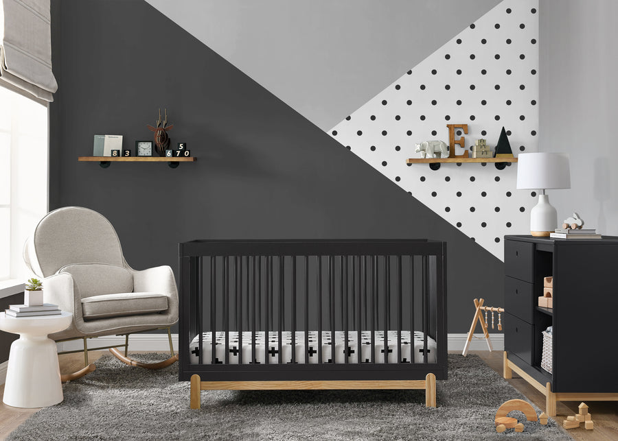 Midnight Grey with Natural (1372) 17-Poppy 4-in-1 Convertible Crib