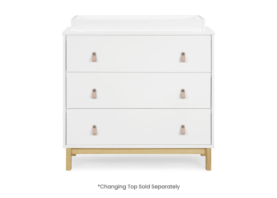 Bianca White with Natural (123) 2-babyGap Legacy 3 Drawer Dresser with Leather Pulls and Interlocking Drawers