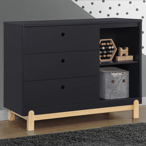 Midnight Grey with Natural (1372) 23-Poppy 3 Drawer Dresser with Cubbies