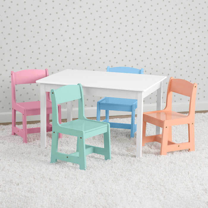 Bianca White with Pastel (1235) 1-MySize Kids Table with 4 Chairs
