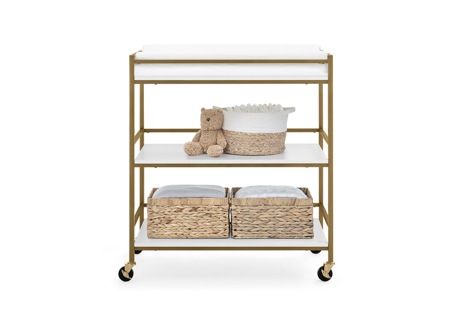 Baby changing table with shelves, basket, and teddy bear on a white background 6-Jade Changing Table