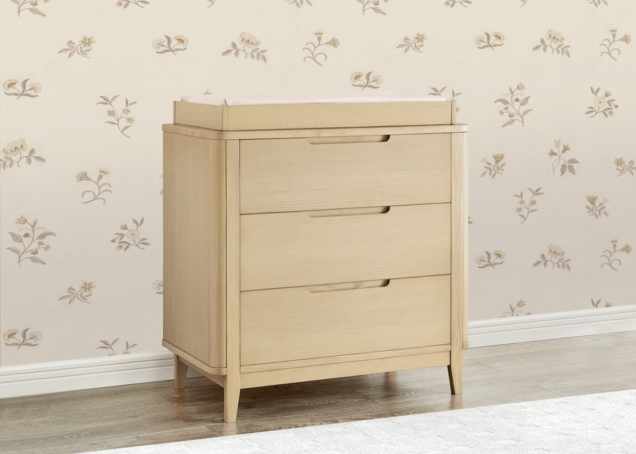 Natural Sandstone (1544) 7-Noah 3 Drawer Dresser with Changing Top and Interlocking Drawers