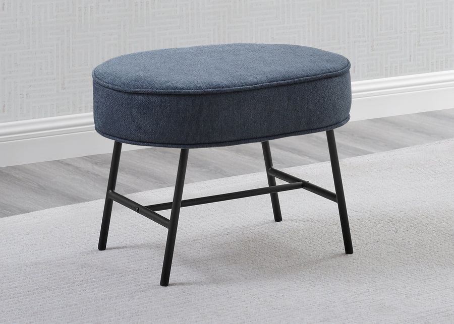 Slate Blue with Black & Natural (1421) 8-Ella Ottoman with LiveSmart Evolve Fabric