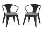 Two black metal chairs with wooden seats on a white background 30-Bistro 2-Piece Chair Set