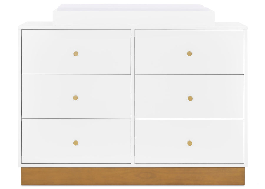 Bianca White with Acorn (1509) 7-James 6 Drawer Dresser with Changing Top and Interlocking Drawers