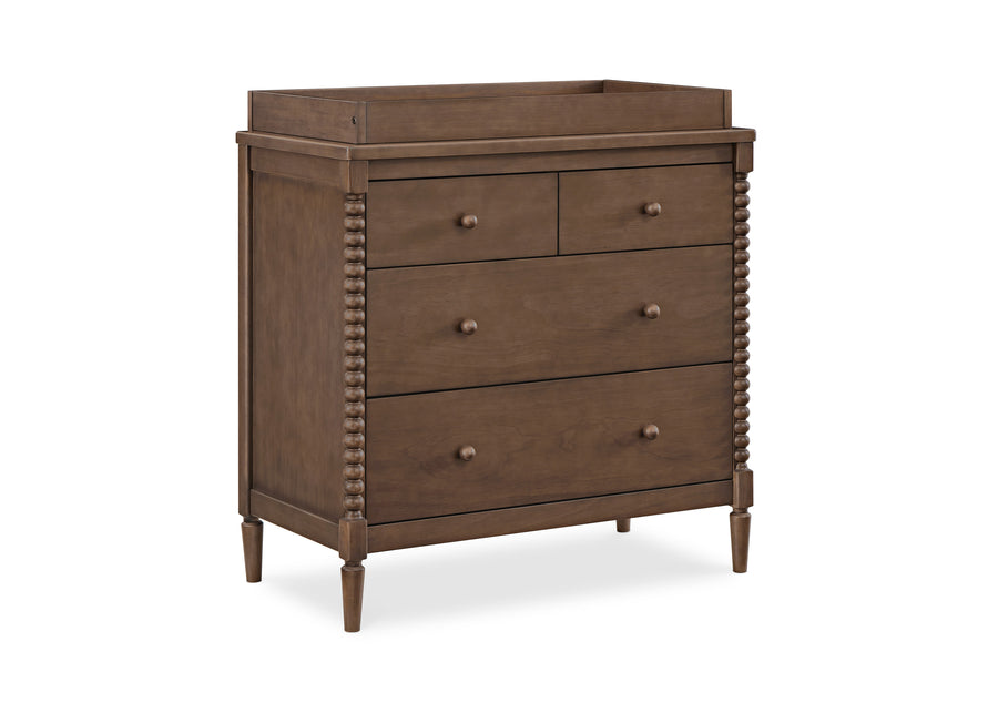 Teak Brown (1526) 12-Saint 4 Drawer Dresser with Changing Top and Interlocking Drawers