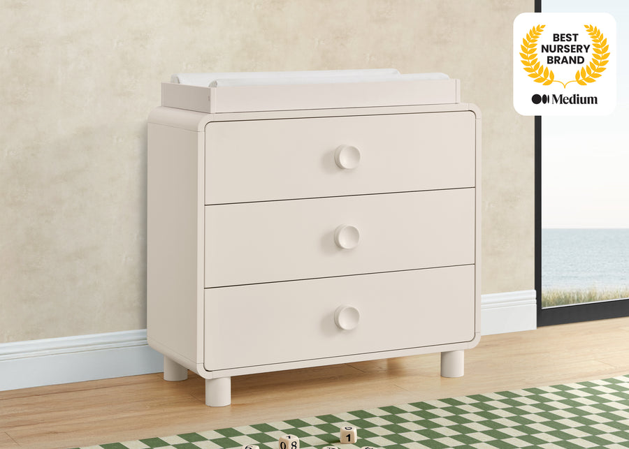 Soft Beige (1560) 2-Ari 3 Drawer Dresser with Changing Top