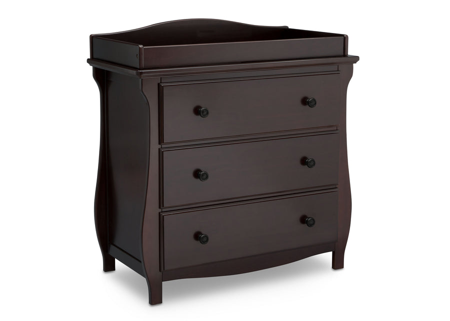 Dark Chocolate (207) 17-Lancaster 3 Drawer Dresser with Changing Top and Interlocking Drawers