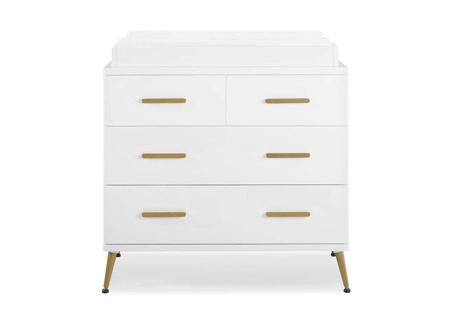 Bianca White with Melted Bronze (186) 2-Sloane 4 Drawer Dresser with Changing Top and Interlocking Drawers