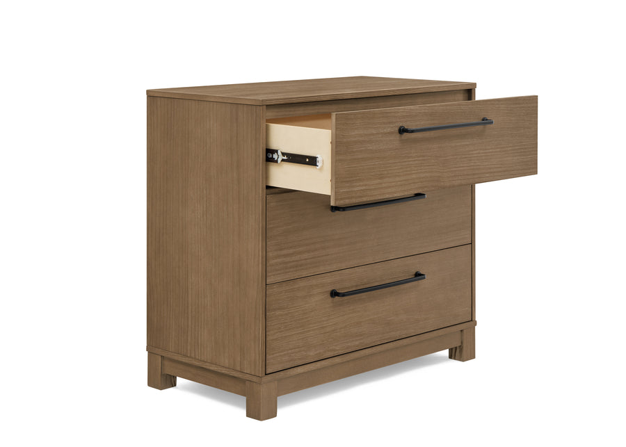 Aged Oak (845) 16-Rustic 3 Drawer Dresser with Interlocking Drawers