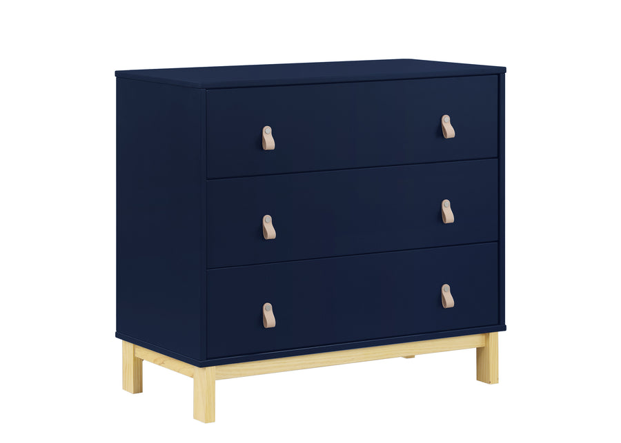 Navy with Natural (1481) 8-babyGap Legacy 3 Drawer Dresser with Leather Pulls and Interlocking Drawers