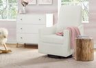 White armchair with a pink blanket in a nursery setting 15-Andie Nursery Glider Swivel Chair with LiveSmart Fabric