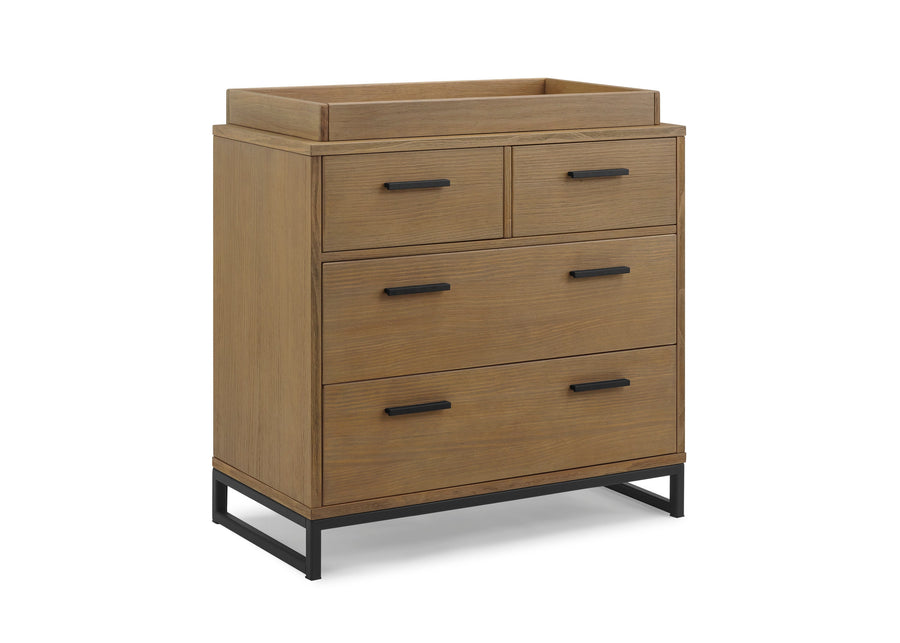 Foundry 4 Drawer Dresser with Changing Top Rustic Acorn with Matte Black (780) 14-Foundry 4 Drawer Dresser with Changing Top