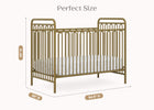 Gold crib with dimensions labeled on a white background 36-Darcy 4-in-1 Convertible Metal Crib