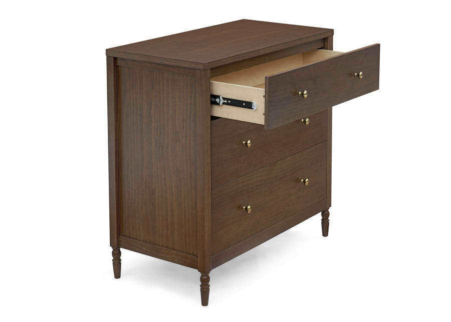 Teak Brown (1526) 4-Serena 3 Drawer Dresser with Changing Top and Interlocking Drawers
