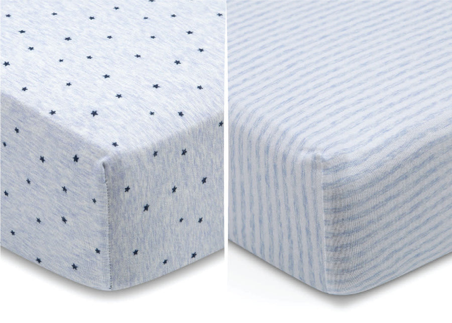 Blue Stars & Stripes (2242) 3-babyGap Blue Stars & Stripes 100% Organic Cotton Crib Sheets - 2 Pack