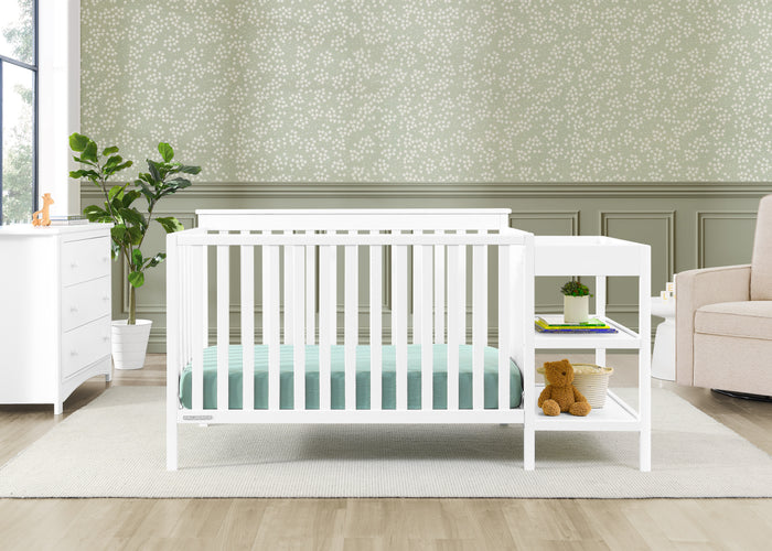 Ellie 5-in-1 Convertible Crib and ChangerBianca White (130)