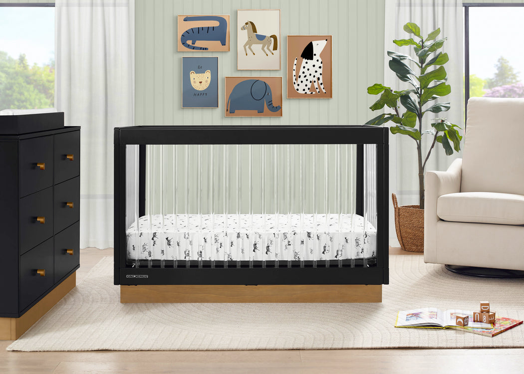 James Acrylic 4-in-1 Convertible CribMidnight Grey with Acorn (1510)