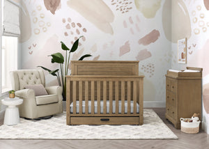 Rustic Acorn (1383) 0-Caden 6-in-1 Convertible Crib with Trundle Drawer