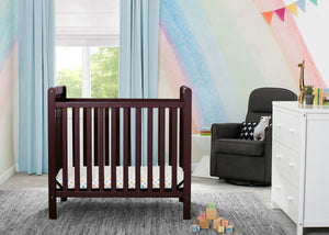 Dark Chocolate (207) 0-Classic Mini Crib with 2.75-inch Mattress - Convertible to Twin Bed