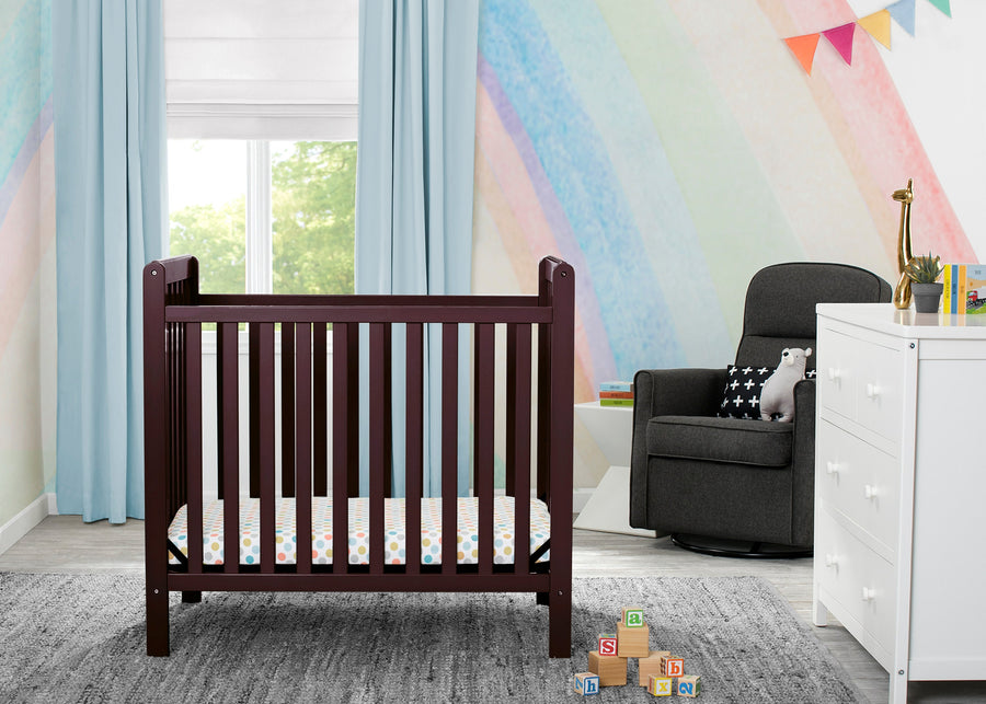 Dark Chocolate (207) 1-Classic Mini Crib with 2.75-inch Mattress - Convertible to Twin Bed