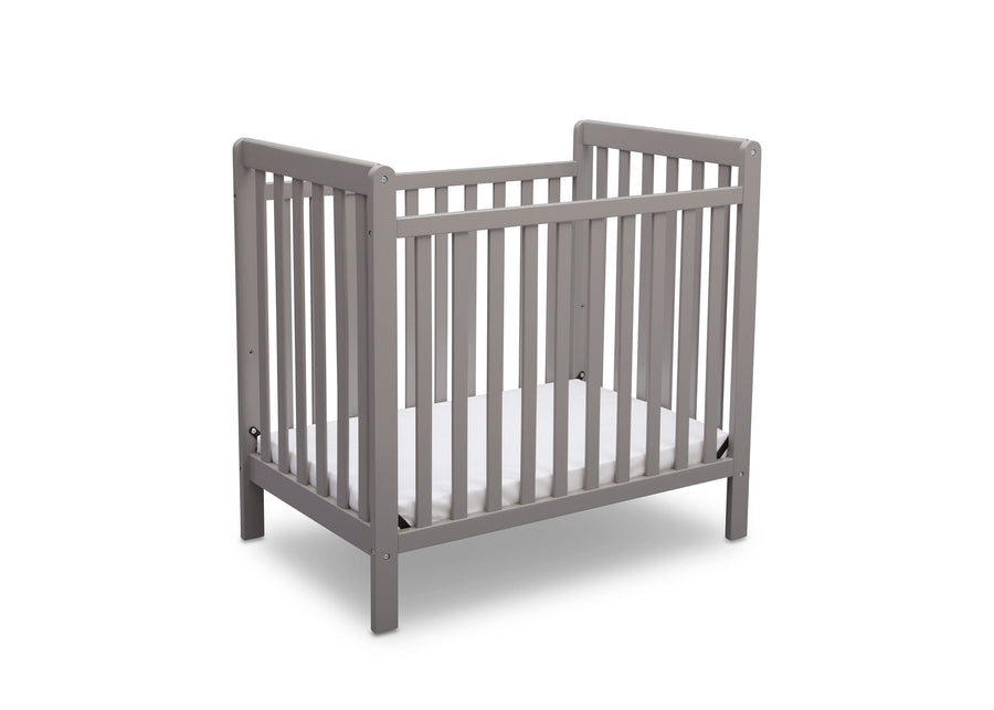 Grey (026) 11-Classic Mini Crib with 2.75-inch Mattress - Convertible to Twin Bed