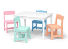 Bianca White with Pastel (1235) 3-MySize Kids Table with 4 Chairs